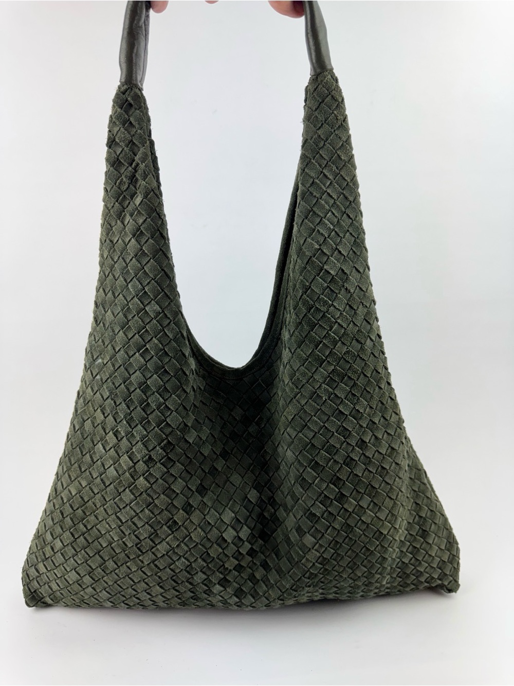 Woven Genuine Suede Large Hobo Bag Unbranded Deep Green